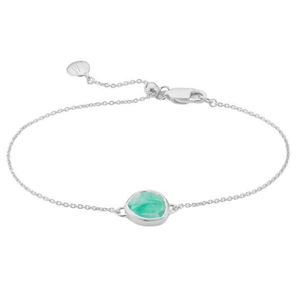 Monica Vinader Siren Fine Chain Bracelet Sterling Silver - Amazonite - Picture 1 of 6